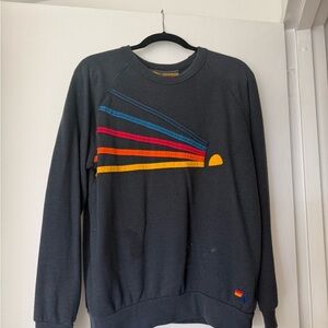 Aviator Nation Charcoal Sweatshirt with Multicolor Stripes